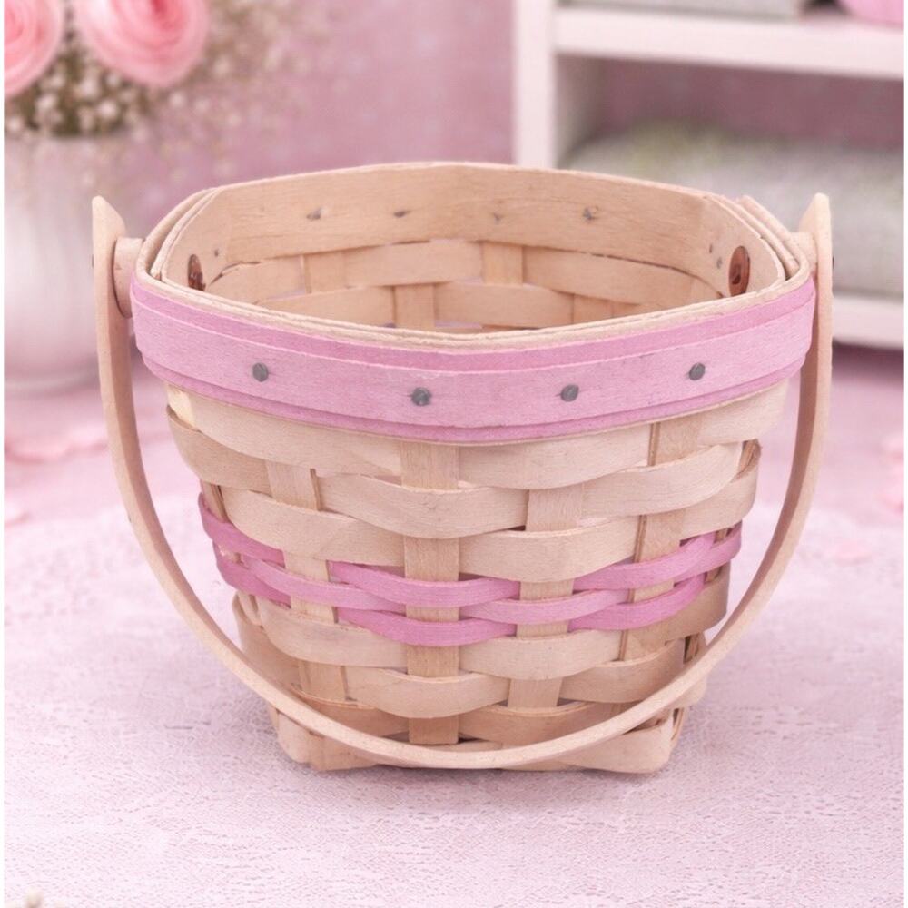 Longaberger 2001 American Cancer Society Hope Basket Pink Accents Vintage
